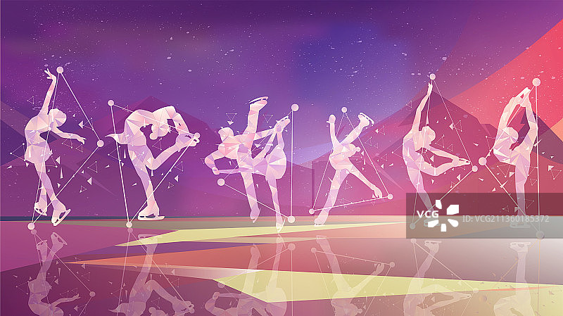 滑雪运动运动项目花样溜冰矢量插画图片素材