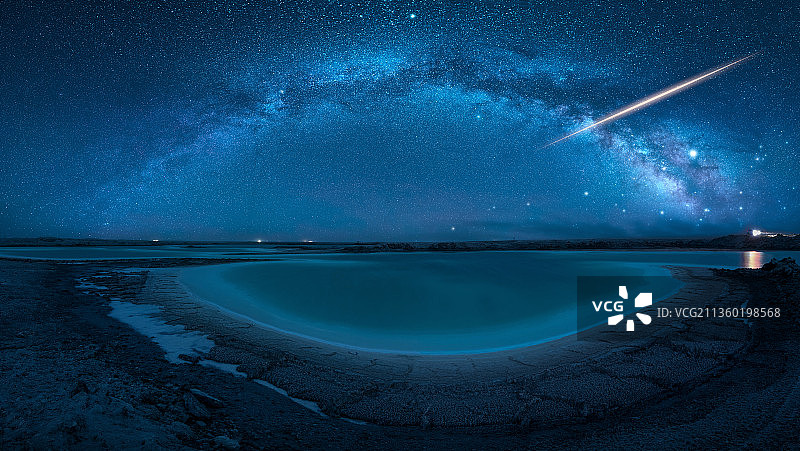 盐湖星空流星图片素材