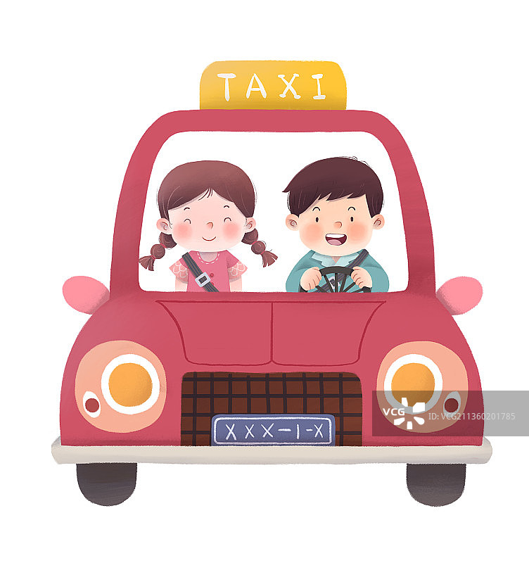 出租车，司机，公共交通，乘客，卡通图片素材