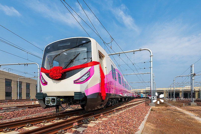 河南郑州地铁车辆段列车户外风光图片素材