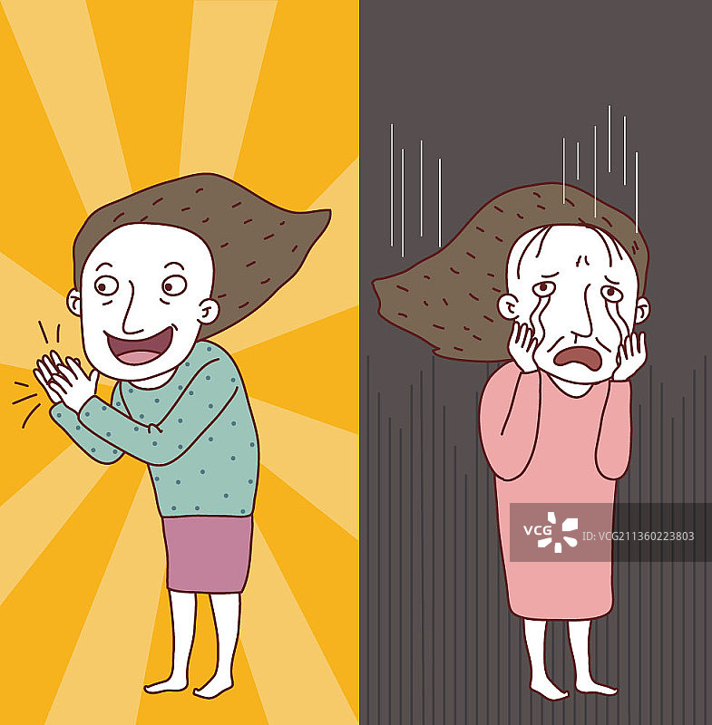 感到快乐和情绪压力的中年妇女图片素材