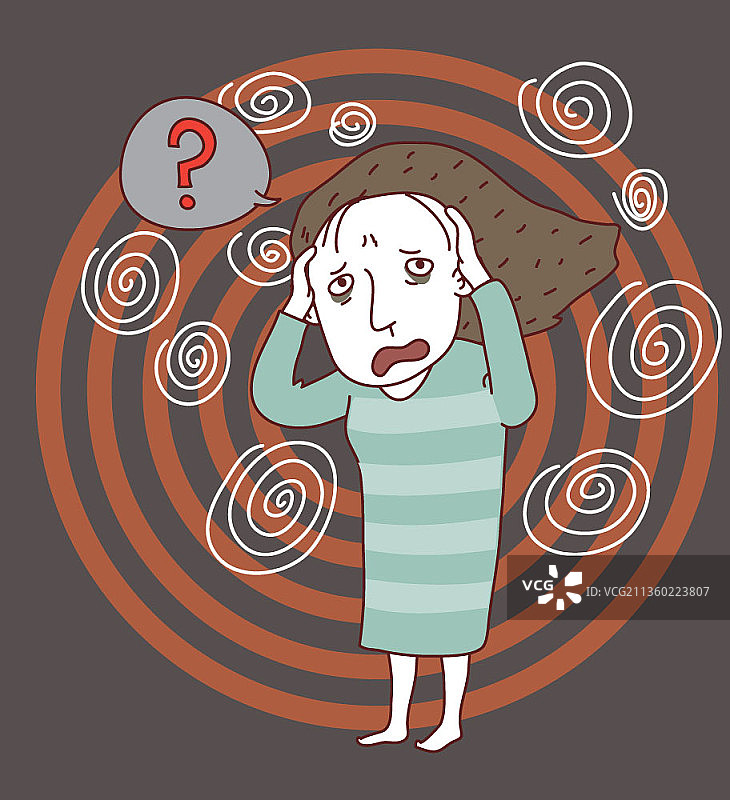 感到情绪压力，看起来困惑的女人矢量图图片素材