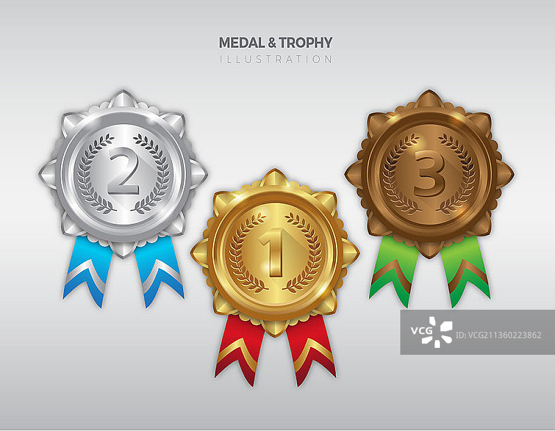 金银铜质奖牌矢量图集图片素材