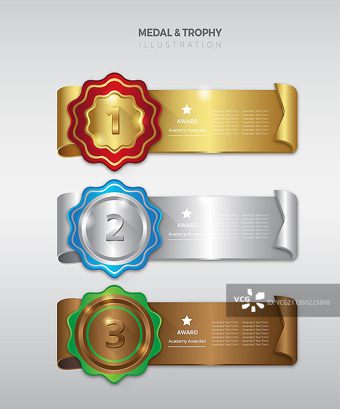 带标签的金色、银色和铜色奖牌矢量素材图片素材