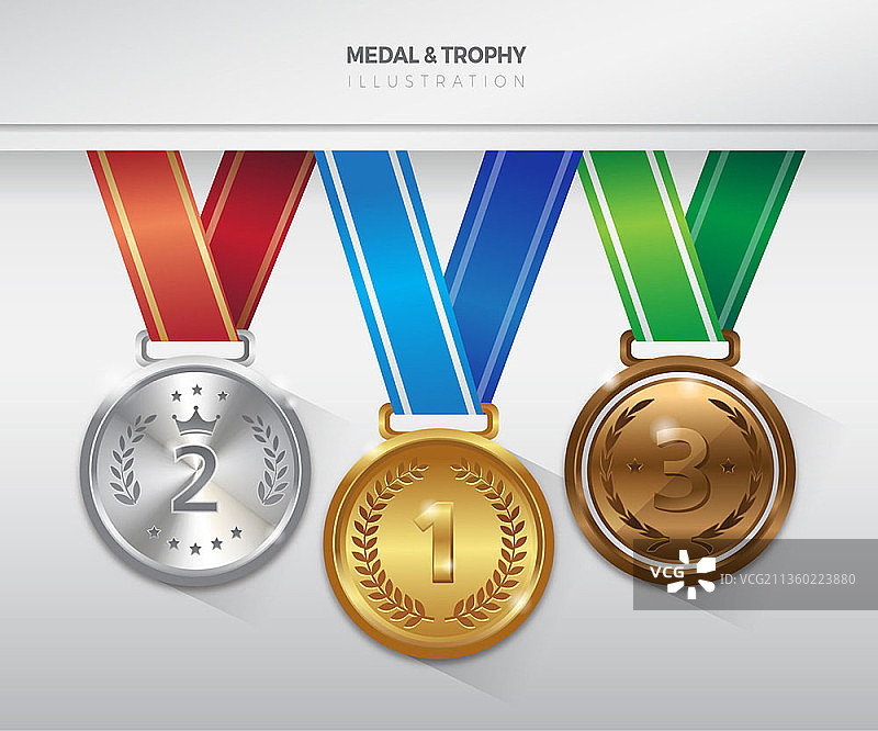 金银铜牌矢量素材（带绳子）图片素材