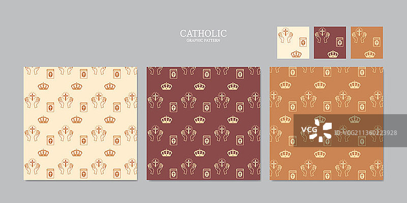 包装纸上棕色天主教十字图案设计矢量图图片素材