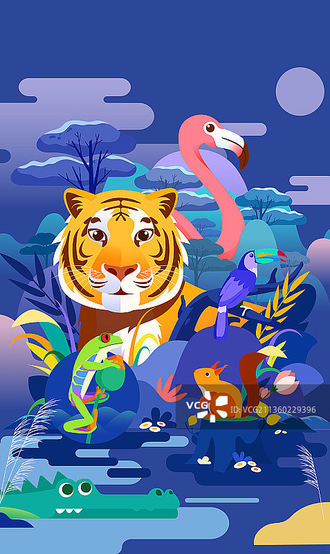 虎年森林矢量插画图片素材