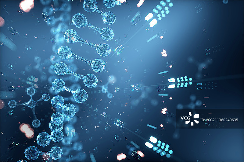 3D渲染的微观世界里的dna结构图片素材