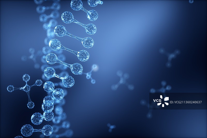3D渲染的微观世界里的dna结构图片素材