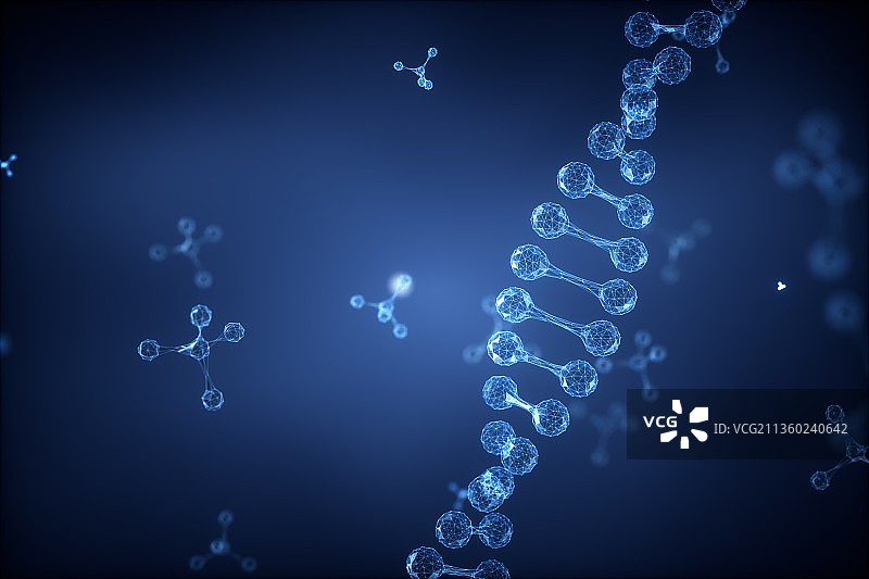 3D渲染的微观世界里的dna结构图片素材
