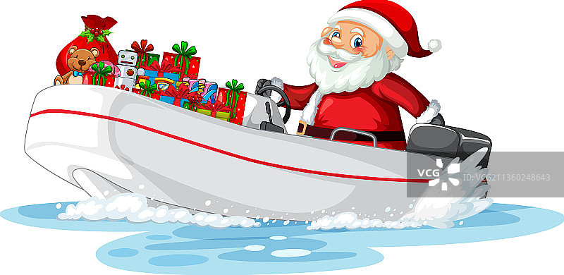乘船送礼物的圣诞老人图片素材