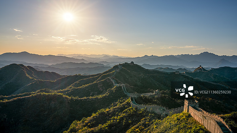 金山岭长城日出图片素材