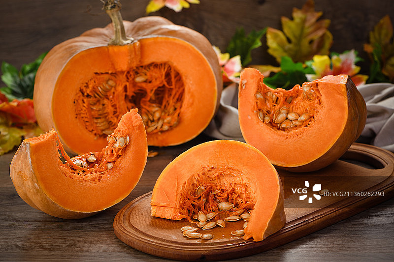 桌子上南瓜的特写图片素材