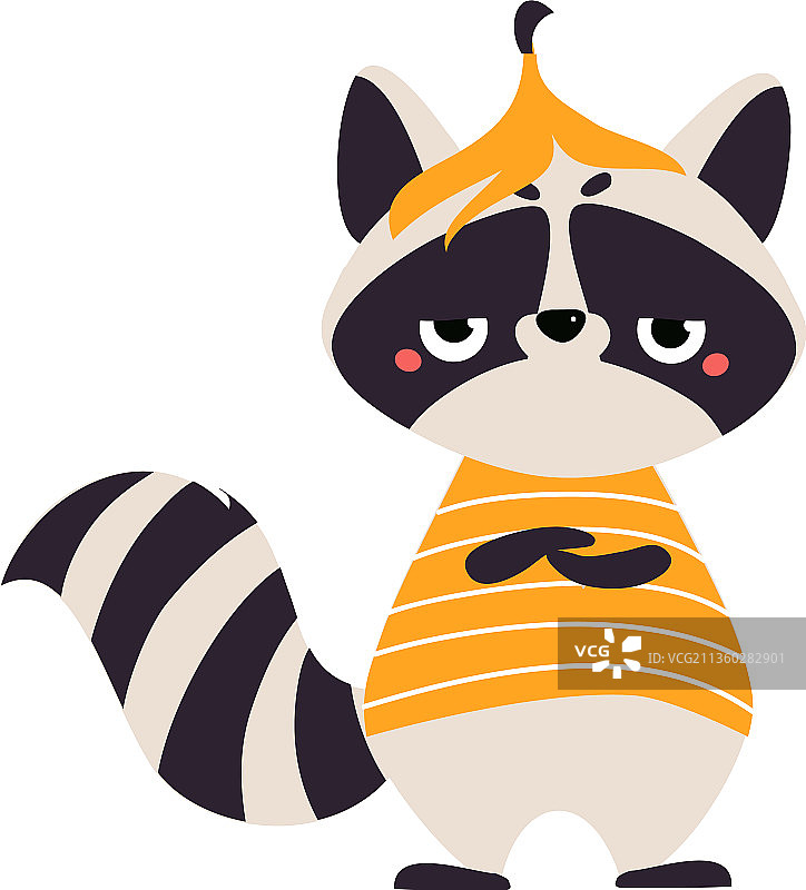带环尾的可爱浣熊角色图片素材