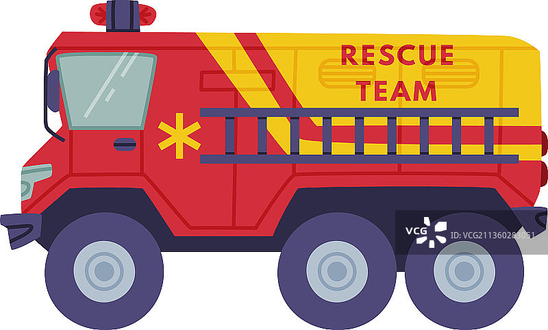 带有警笛的红色和黄色救援车或卡车图片素材
