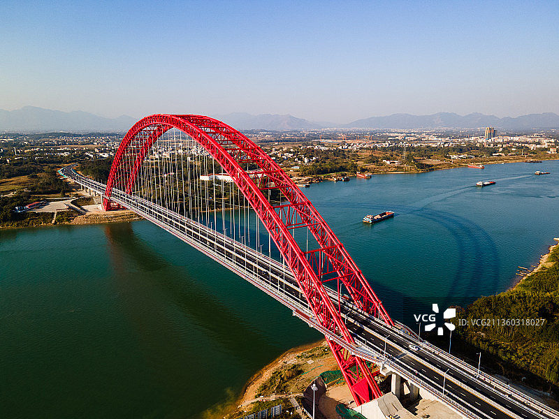 航拍广西贵港市平南县平南三桥图片素材