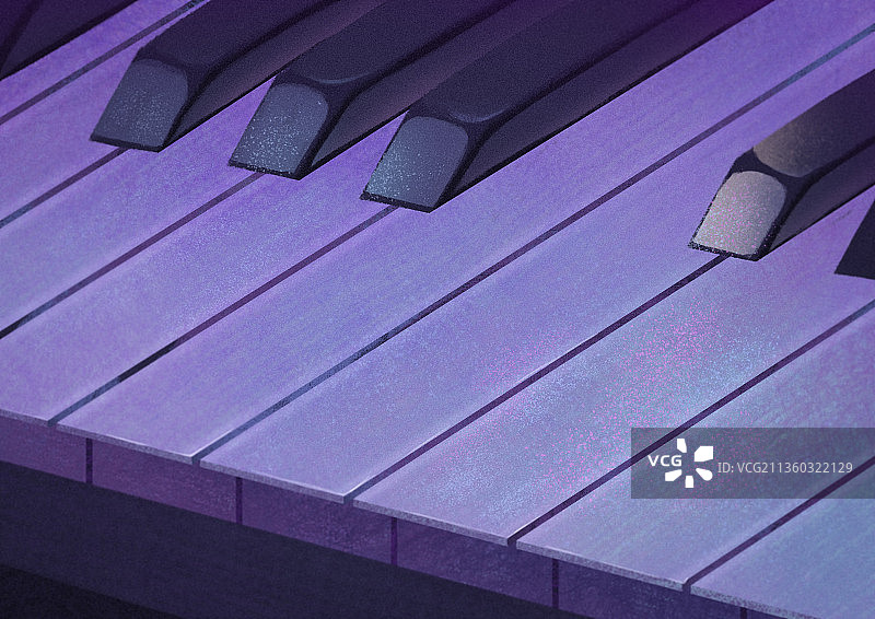 俯视钢琴黑白琴键插画图片素材