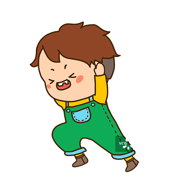 捂耳朵奔跑的小男孩图片素材