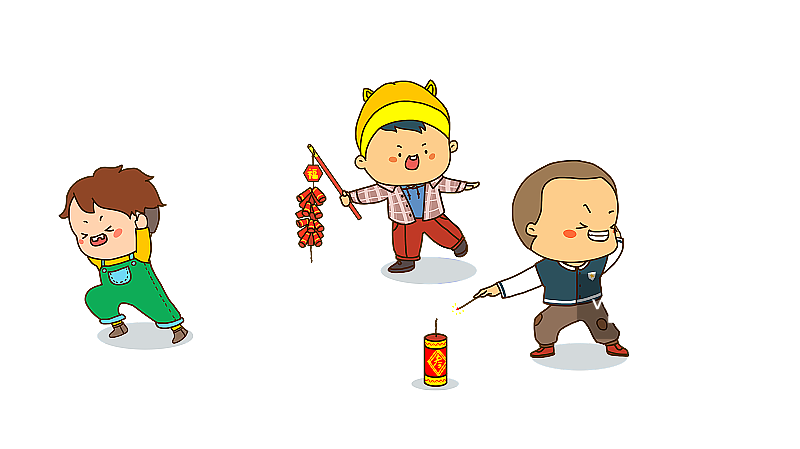 过年玩耍的小孩图片素材