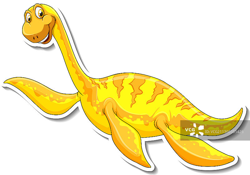 卡通蛇颈龙恐龙贴纸图片素材