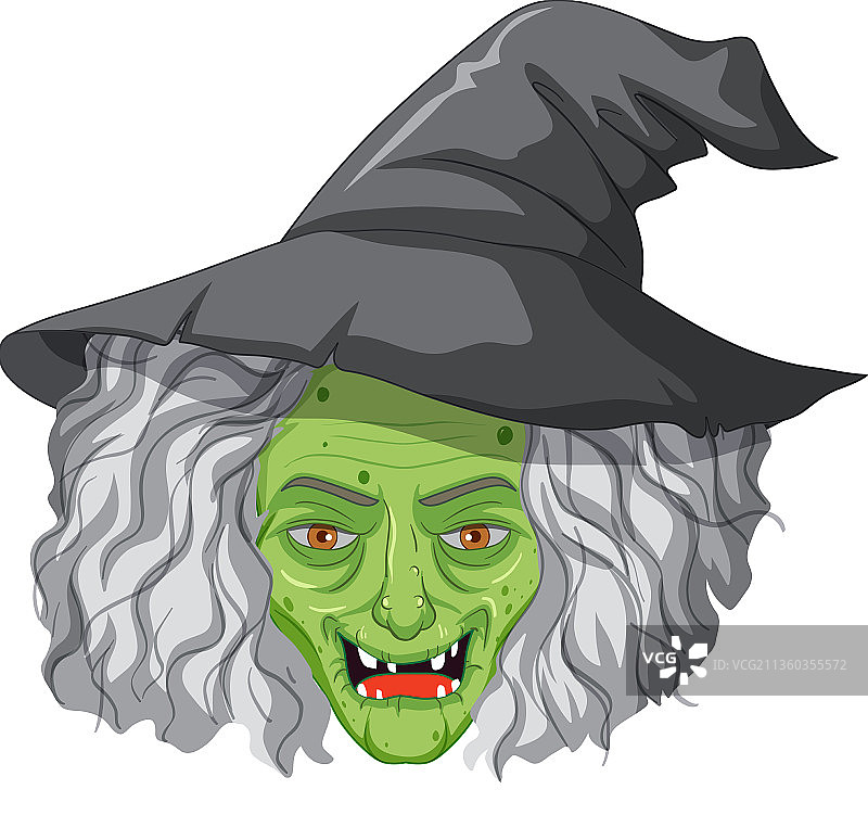 白色背景上的邪恶老巫婆脸图片素材