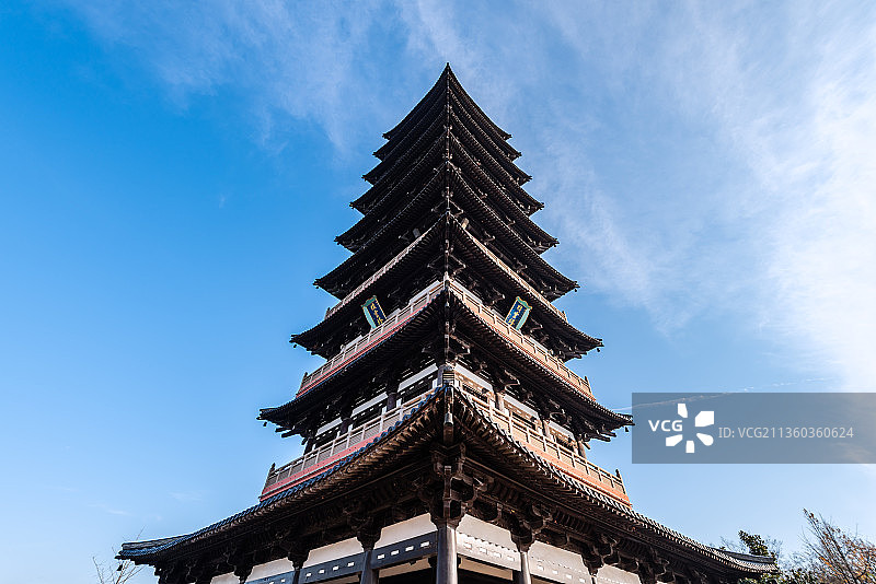 秋天中国扬州大明寺的栖灵塔古建筑图片素材