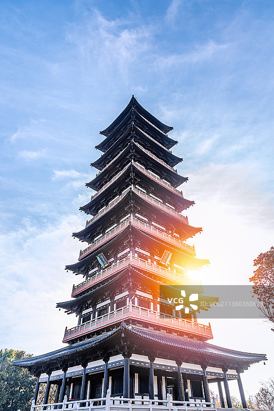 秋天中国扬州大明寺的栖灵塔古建筑图片素材