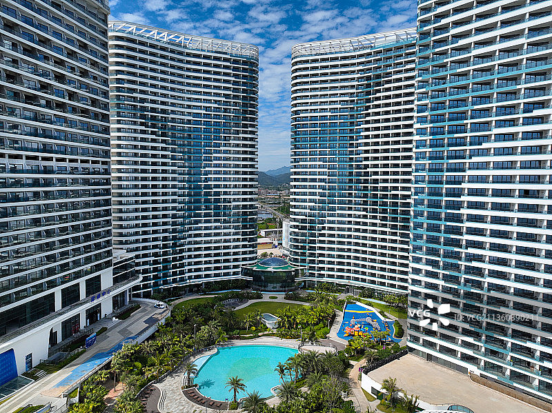 广东省惠州市惠东县双月湾享海亚投酒店君廷度假酒店航拍图片素材