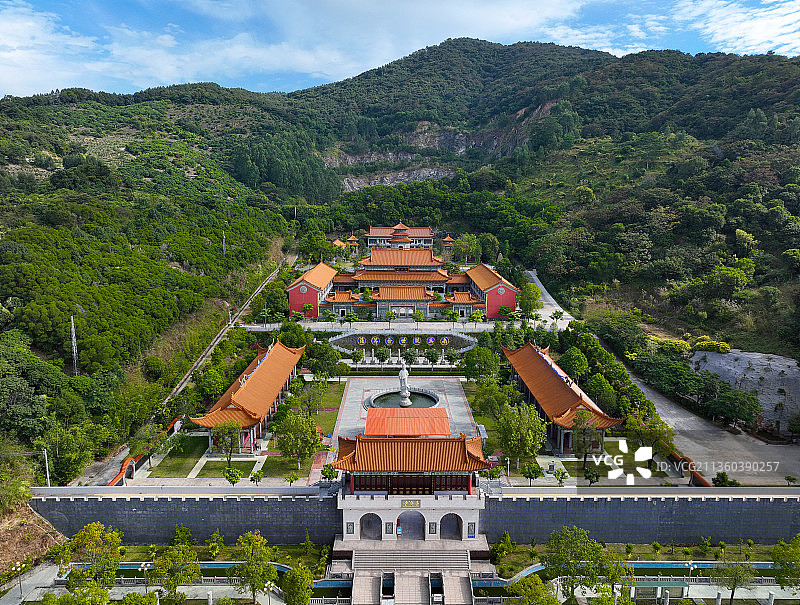 广东省惠州市博罗县龙溪镇普济寺航拍图片素材