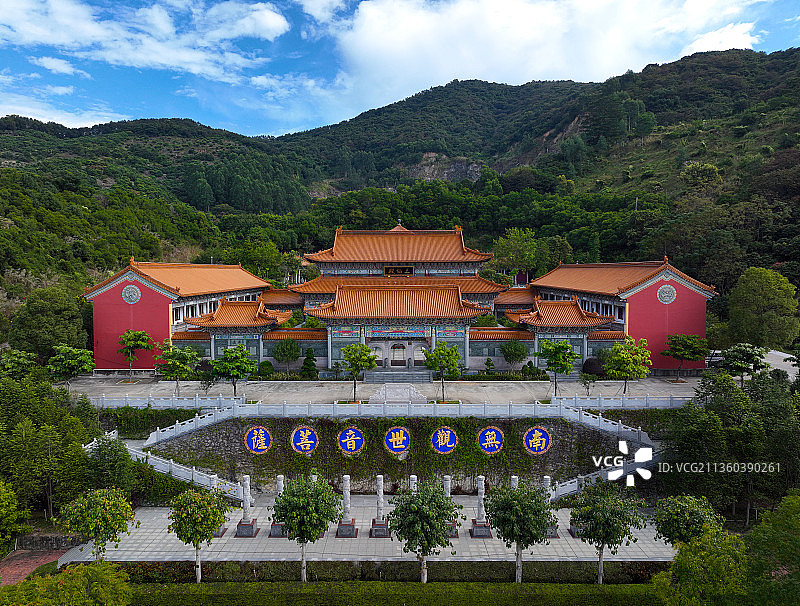 广东省惠州市博罗县龙溪镇普济寺航拍图片素材