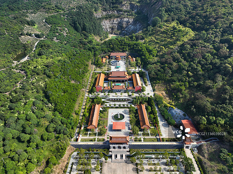 广东省惠州市博罗县龙溪镇普济寺航拍图片素材