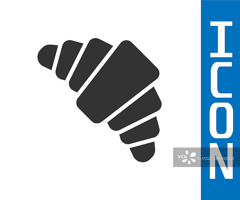 白色背景上的灰色羊角面包图标图片素材