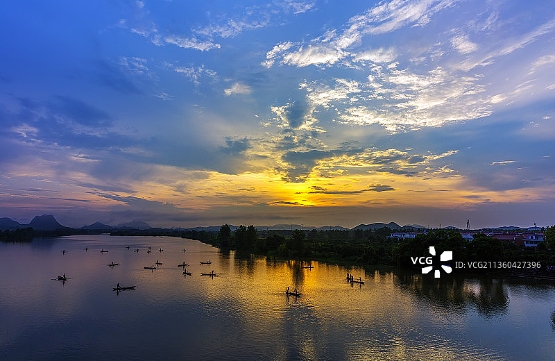 江西新余芦塘晚霞图片素材