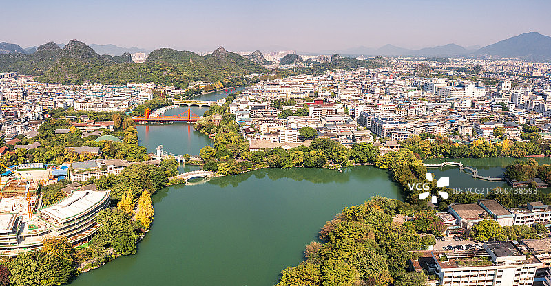 航拍桂林i两江四湖水系图片素材