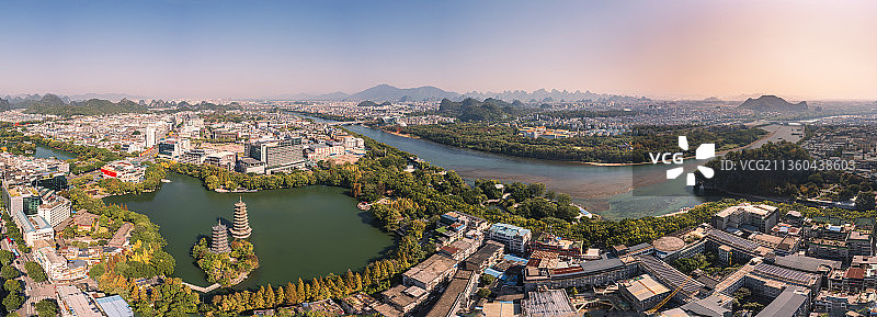 航拍桂林i两江四湖水系图片素材