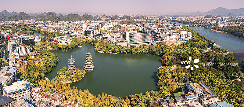 航拍桂林i两江四湖水系图片素材
