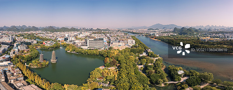 航拍桂林i两江四湖水系图片素材