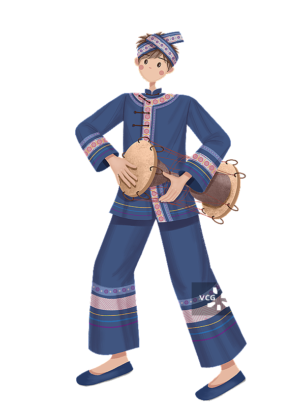 表演蜂鼓舞的毛南族少年图片素材