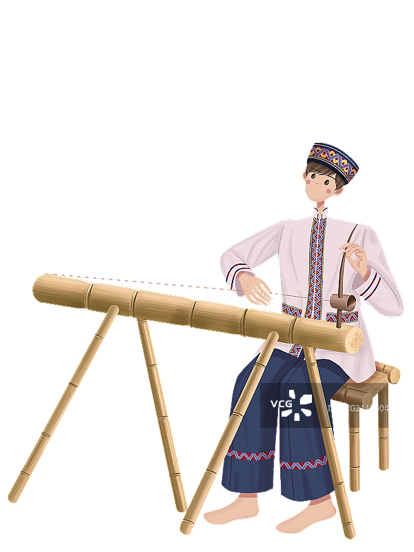 弹独弦琴的京族少年图片素材