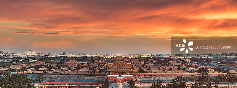 北京故宫日落火烧云图片素材