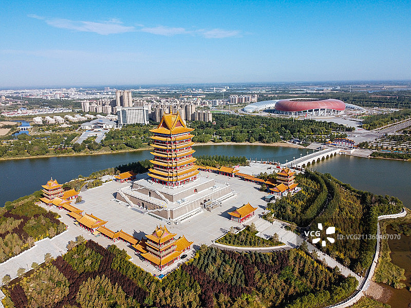 吴忠 青铜峡市 黄河路 滨河大道 中华黄河楼 黄河体育馆图片素材