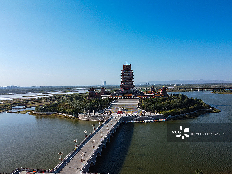 吴忠 青铜峡市 黄河路 滨河大道 中华黄河楼 黄河体育馆图片素材