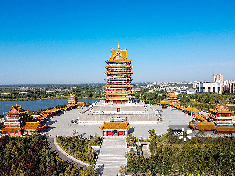 吴忠 青铜峡市 黄河路 滨河大道 中华黄河楼 黄河体育馆图片素材