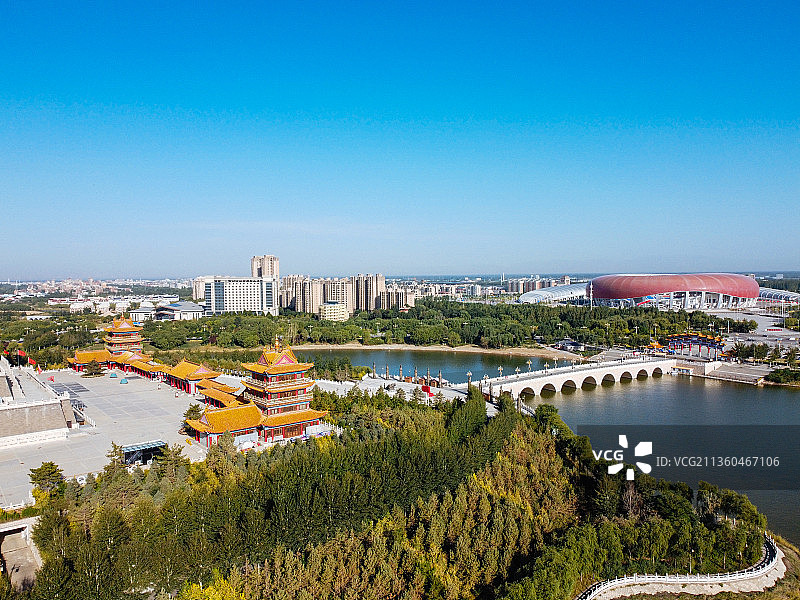 吴忠 青铜峡市 黄河路 滨河大道 中华黄河楼 黄河体育馆图片素材