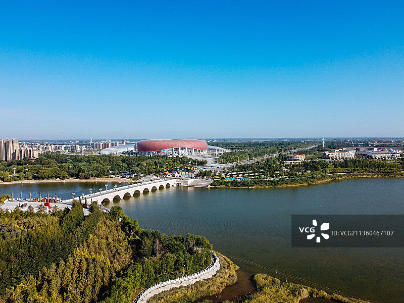 吴忠 青铜峡市 黄河路 滨河大道 中华黄河楼 黄河体育馆图片素材