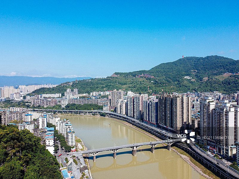 达州 达川区 戛云路 州河 通川中路 人民医院 野茅溪大桥图片素材