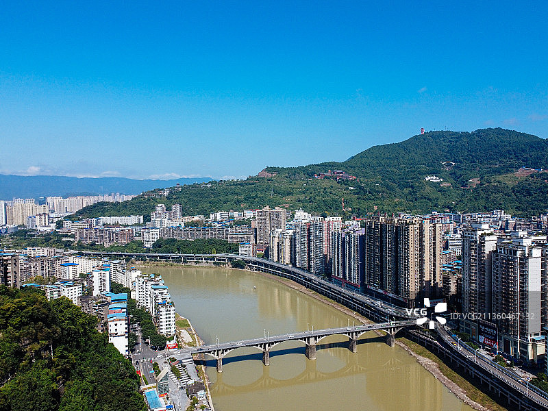 达州 达川区 戛云路 州河 通川中路 人民医院 野茅溪大桥图片素材