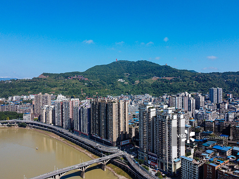 达州 达川区 戛云路 州河 通川中路 人民医院 野茅溪大桥图片素材