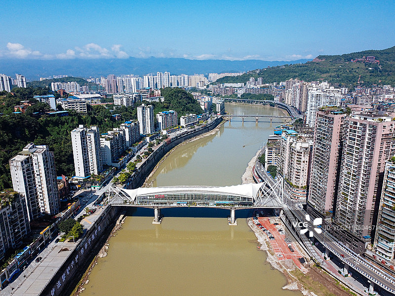 达州 达川区 戛云路 州河 通川中路 人民医院 野茅溪大桥图片素材