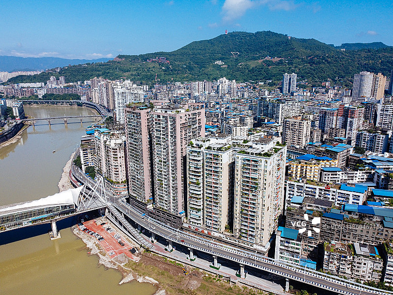 达州 达川区 戛云路 州河 通川中路 人民医院 野茅溪大桥图片素材